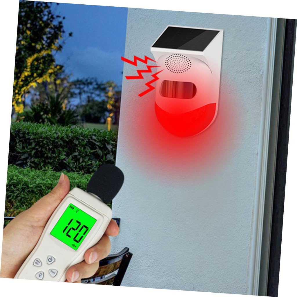 Uonlytech 1pieza Sensor De Alarma Solar para Exterior Detección De Inalámbrica Alarma Sonora y Luz Led para Seguridad El y