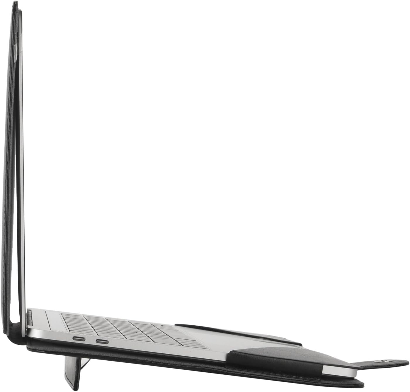 MOSISO Compatible with MacBook Air 15 inch M4 A3241 M3 A3114 M2 A2941 2025 2024 2023/ Pro 15 Case A1990 A1707 2019-2016, PU Leather Portfolio Protective Stand Cover Sleeve with Clear Strip, Black