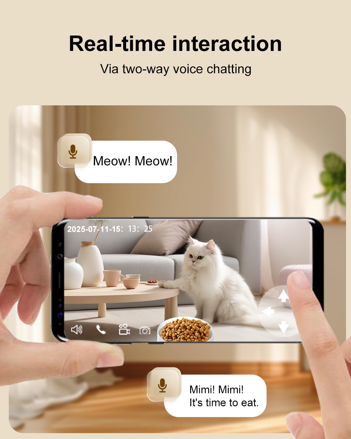 SANSCO Automatic Cat Feeder with Camera: Automatic Dog Feeder, 2K 3MP Video Recording Timed 2.4 & 5GHz WiFi App Control Pet Feeder Dispenser for Cat Dog, Rotates Up and Down, 4L - image 6