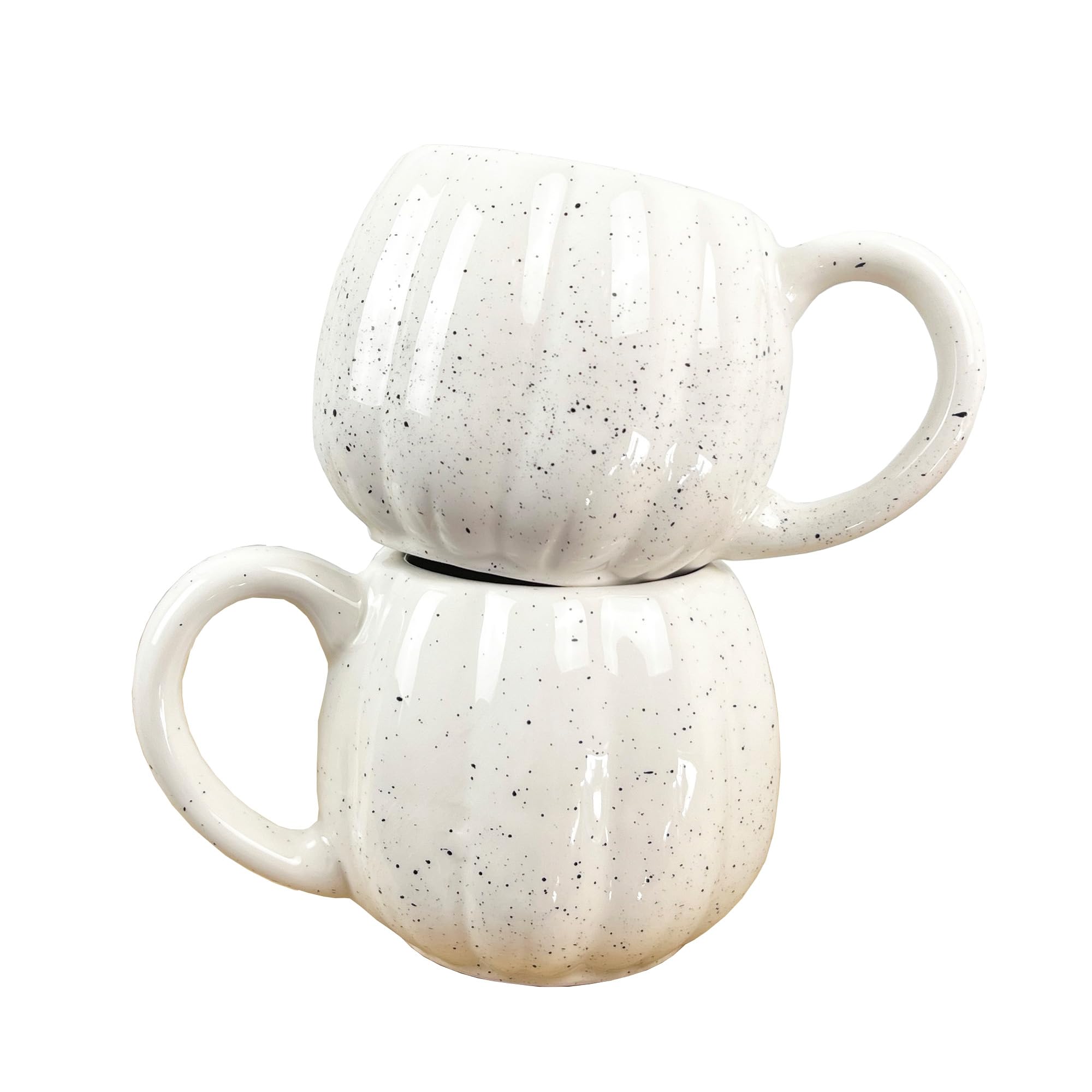 Alfie Francis Set of 2 Mugs Ceramic Pumpkin Mugs - Cream with Black Speckles