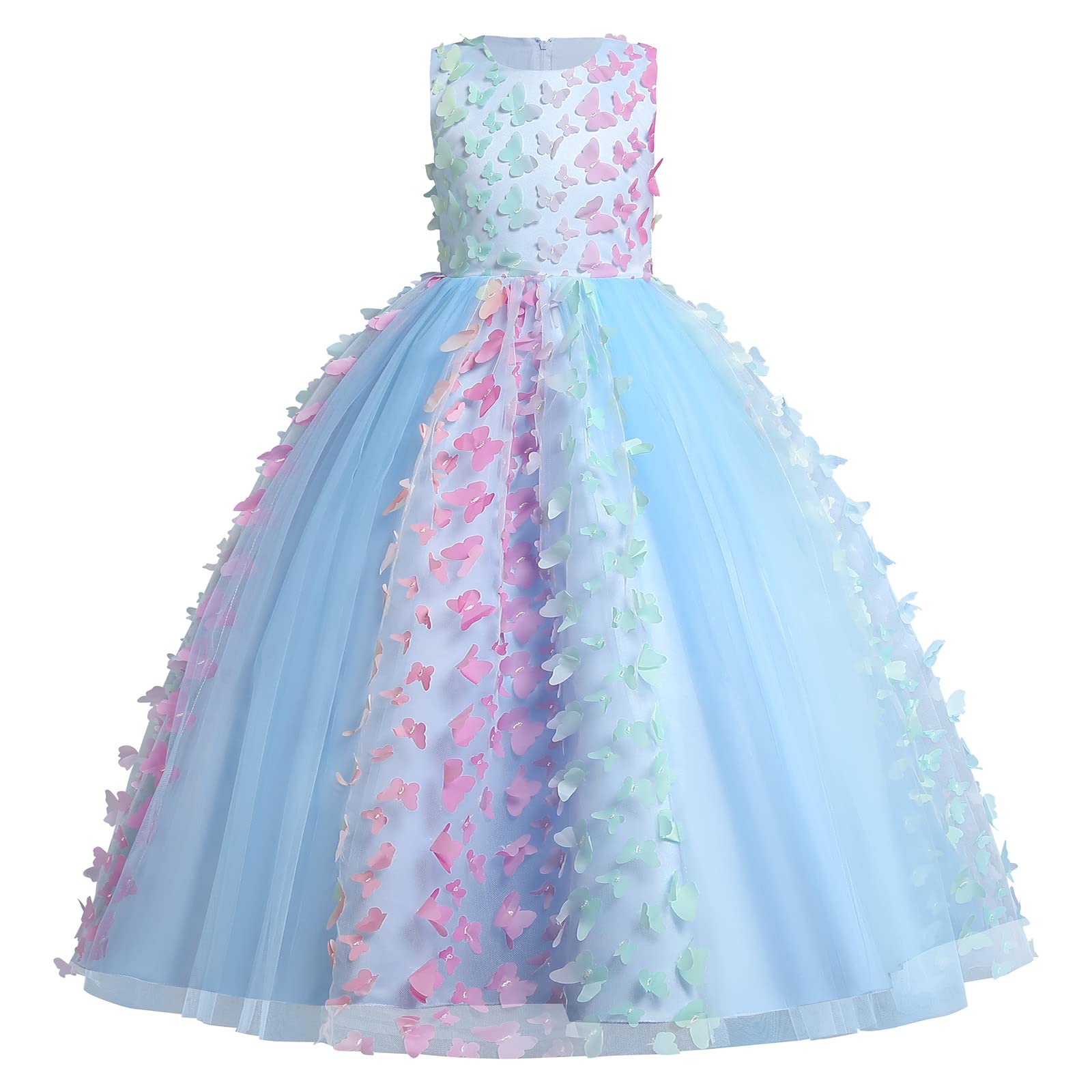 IBTOM CASTLE Niña Mariposa Vestido de Novia Arco Iris Princesa Vestido Niña Fiesta Disfraz de Hada Niña Noche Vestir Largo Bola Vestido
