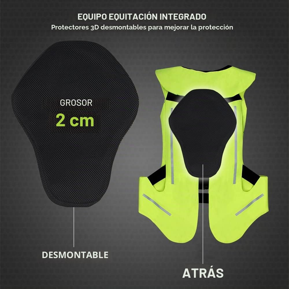 Chaleco De Seguridad Chaleco reflectante Motocicleta Bolsa de aire Air-Bag Chaleco Airbag Moto Reflective Seguridad Chaleco Profesional Bolsa de aire avanzada Ropa reflectante Chaleco Reflectante(Blac