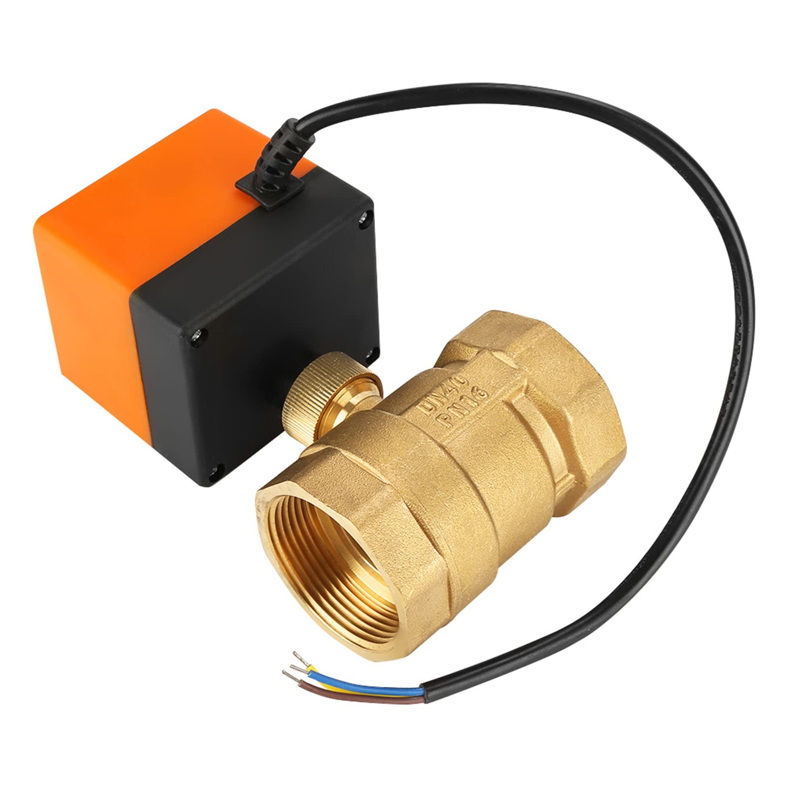 Eujgoov Valvola a Sfera Motorizzata in Ottone a 2 Vie DN40 G1-1/2 con Motore Sincrono per di Controllo dell'acqua di Fan Coil Valvola del Condizionatore d'aria Costruzione in Ottone Durevole