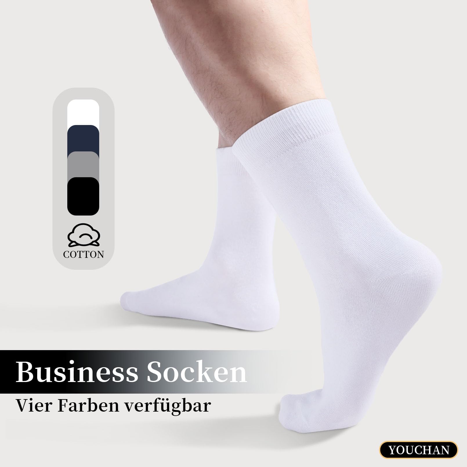 YOUCHAN 10 Paar Business Socken für Herren und Damen ohne Naht Atmungsaktiver Baumwoll Herrensocken