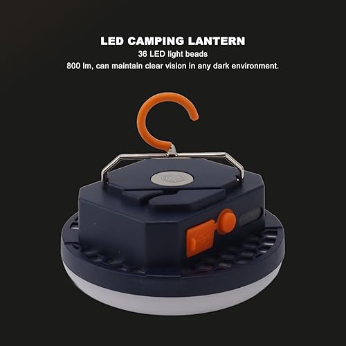 Miniatura 6 de Hilitand 800lm LED linterna de camping portátil al aire libre luz de emergencia con gancho 4800mah recargable tienda al aire libre luz