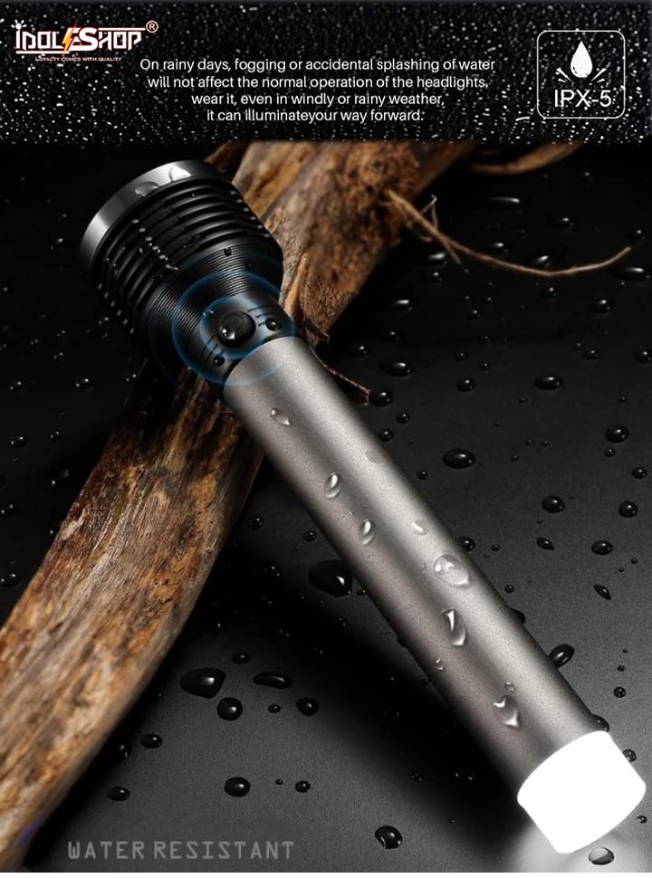 Image of IDOLESHOP Rechargeable Aluminum LED Long Range Home Emergency Search Torch Light (Multicolor)