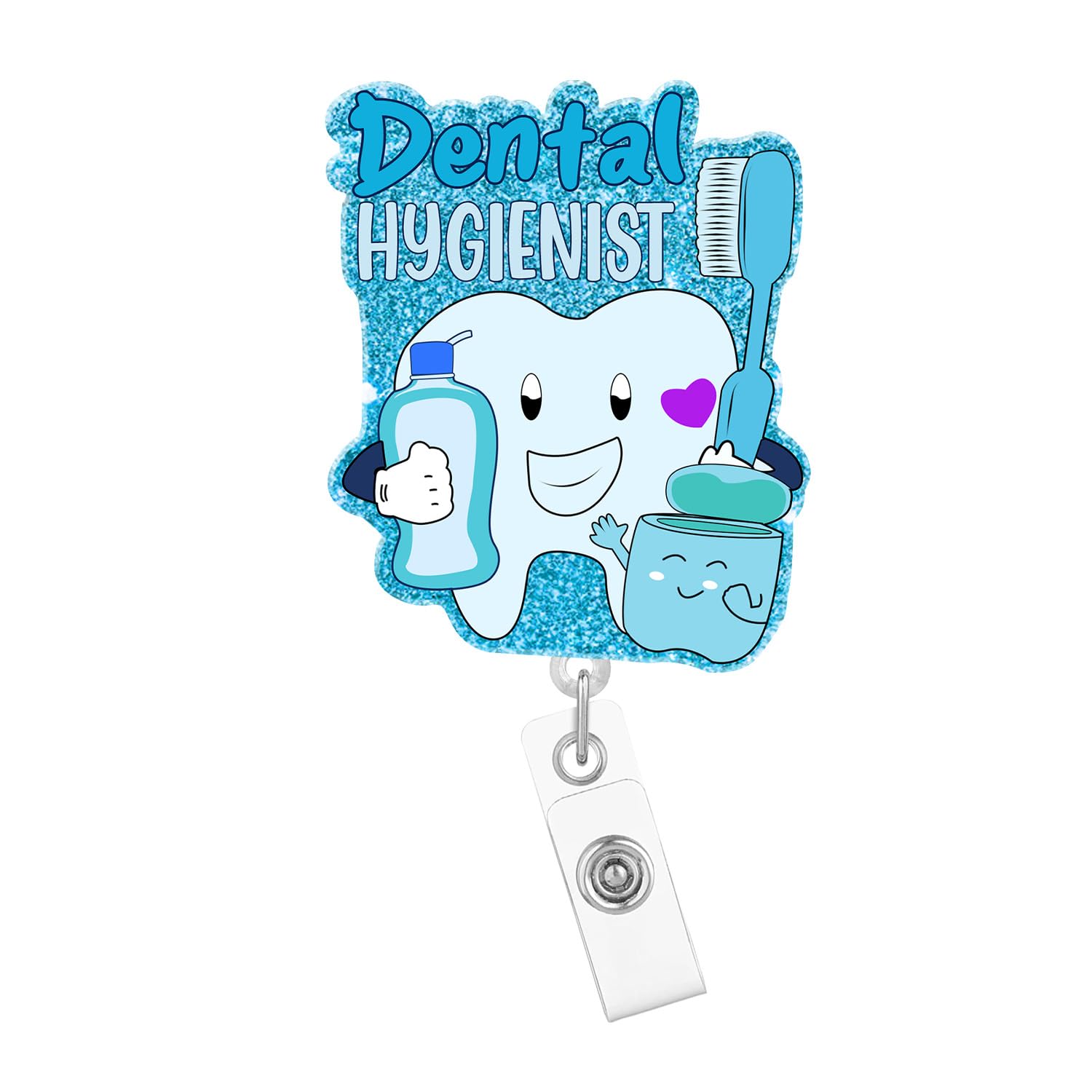 Arakulago Cute Dental Hygienist Badge Reel Retractable Nursing Nurse Tooth Badge Holder with ID Clip Accessories RN CNA Name Badge Clip Medical