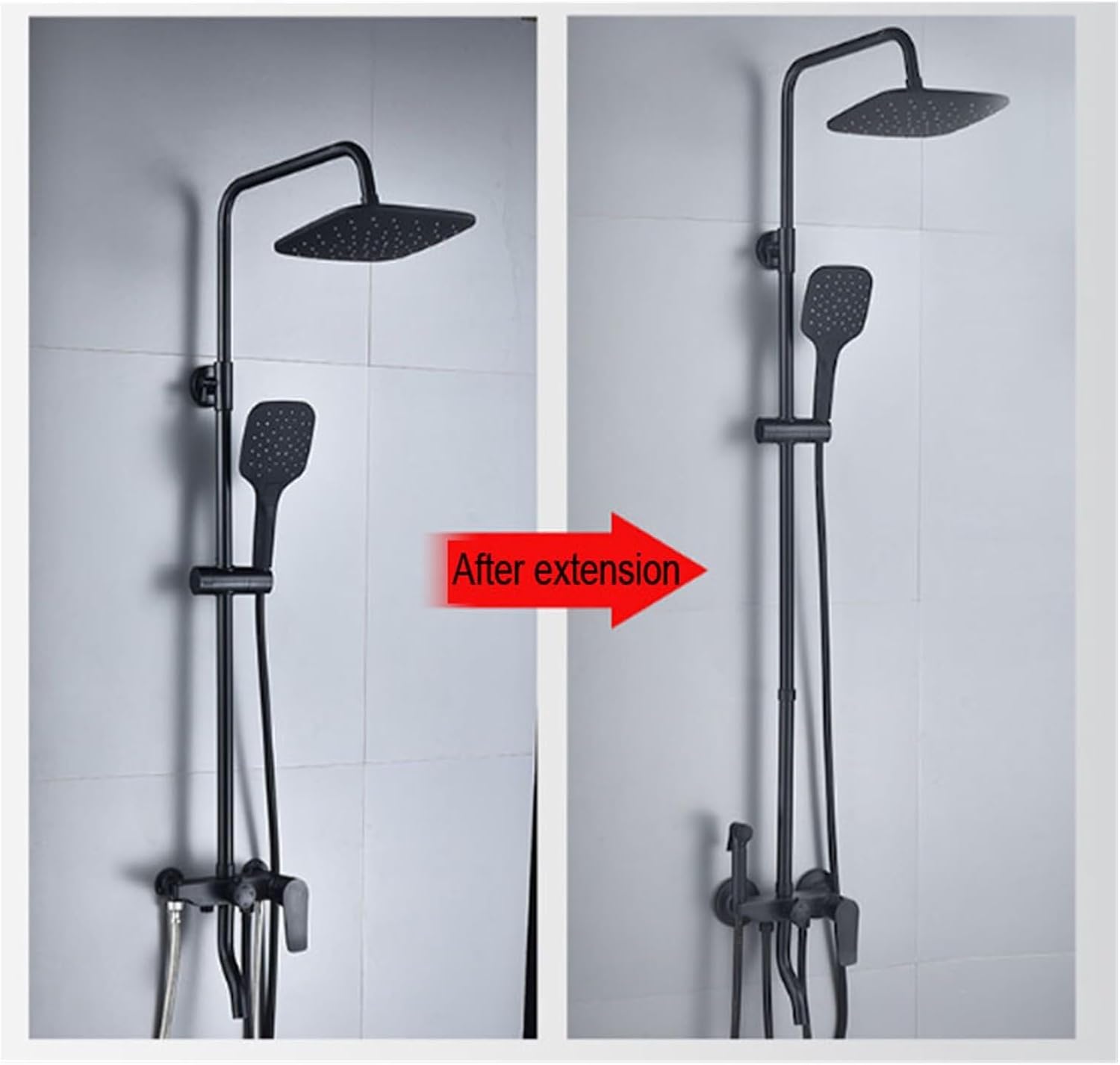 Round Brass Shower Tube Extend Pipe 40CM Square Extension Tube Bar,Heighten Pipe Sliding Bar Shower Tube Lengthen Pipe(4)