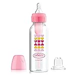 Dr. Brown\'s Anti-Colic Options+ Narrow Sippy Bottle Starter Kit, 8oz/250mL, with Level 3 Medium-Fast Flow Nipple and Soft 100% Silicone Sippy Spout, Pink, BPA Free, 6m+