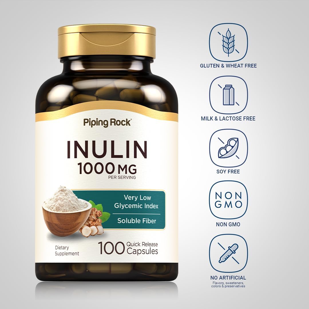 Piping Rock Organic Inulin Capsules 1000 mg | 100 Count | Low Glycemic Index | Soluble Fiber Supplement | Non-GMO, Gluten Free - Image 3