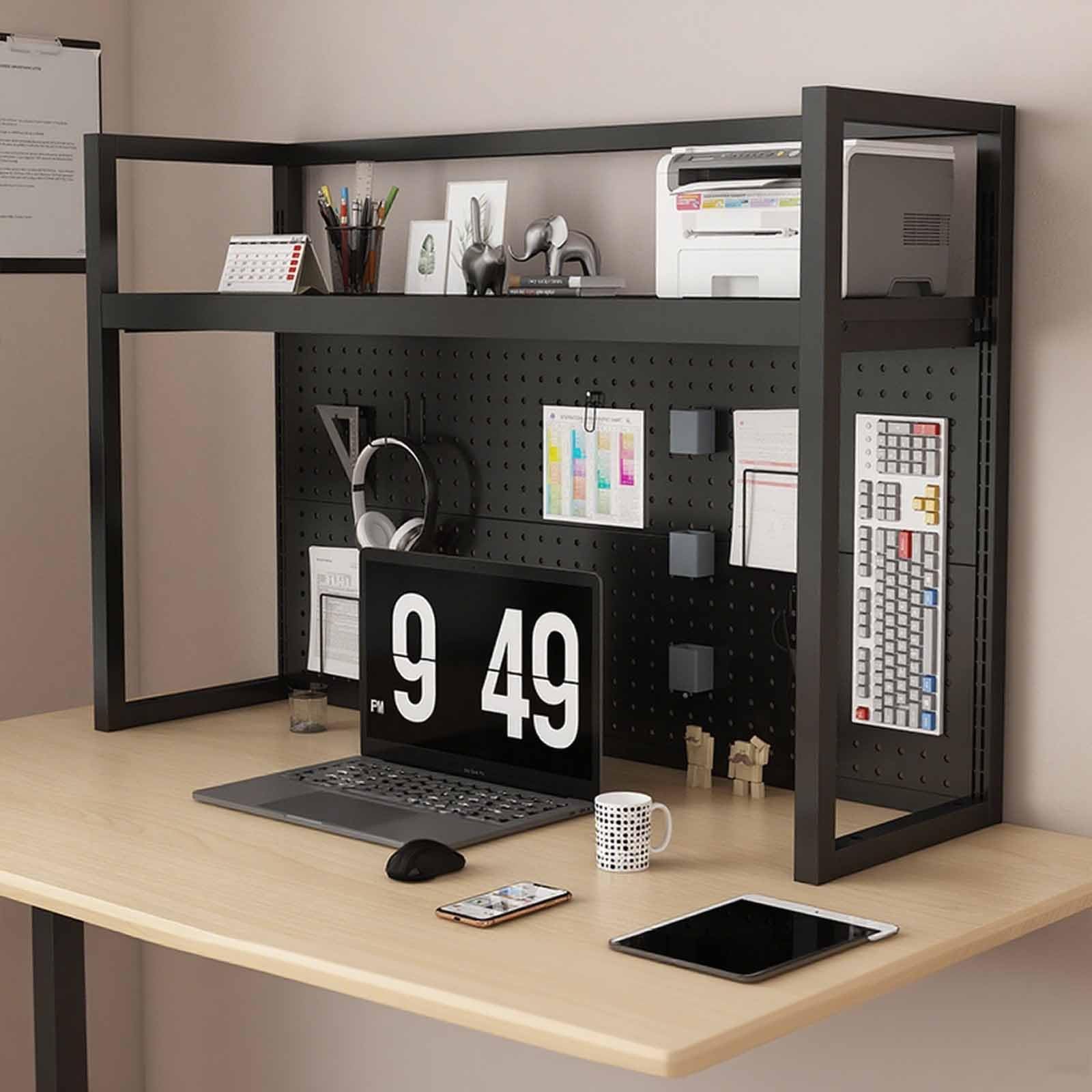 Czarna półka na książki na biurko w akademiku 119 cm półka na biurko dom biuro przechowywanie pojedyncza warstwa 120 cm stacja do nauki i pracy nowoczesny minimalistyczny design