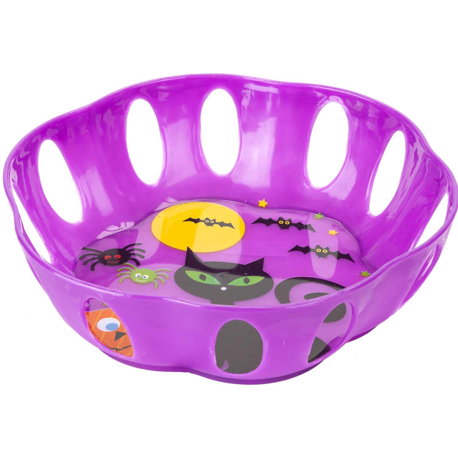 VFM - Halloween Sweet Bowl - Cat Bowl Scary Halloween Party Dish with Decals - Haunted House Purple