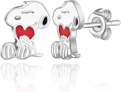 Amazon.com: Peanuts Womens Snoopy Heart Earrings - Silver