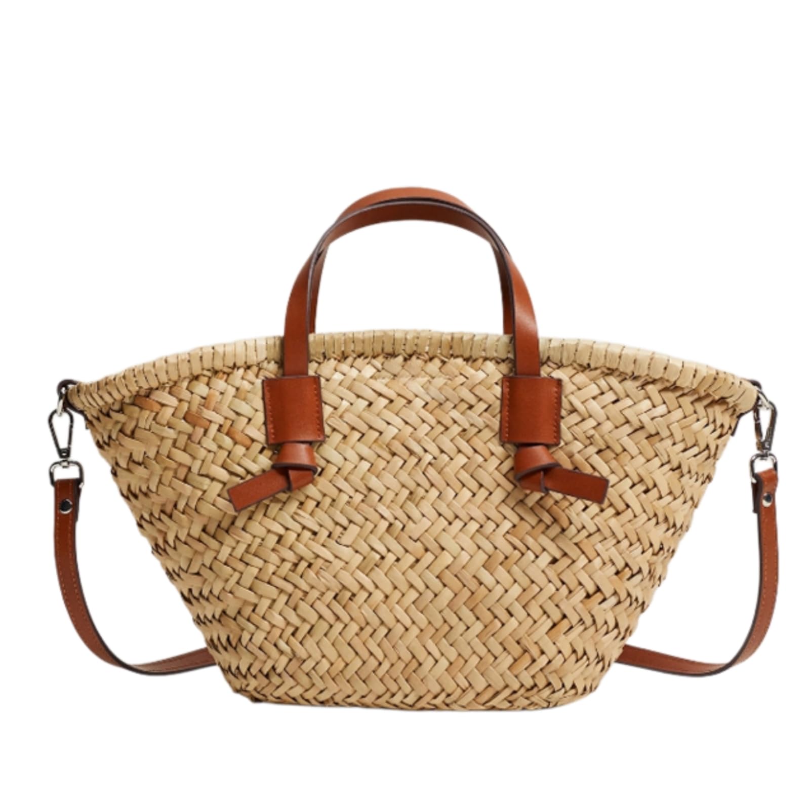 Strandtasche Casual Korbtaschen Rattan Sommer Schulter Crossbody Tasche Strandstroh Tasche-Brown