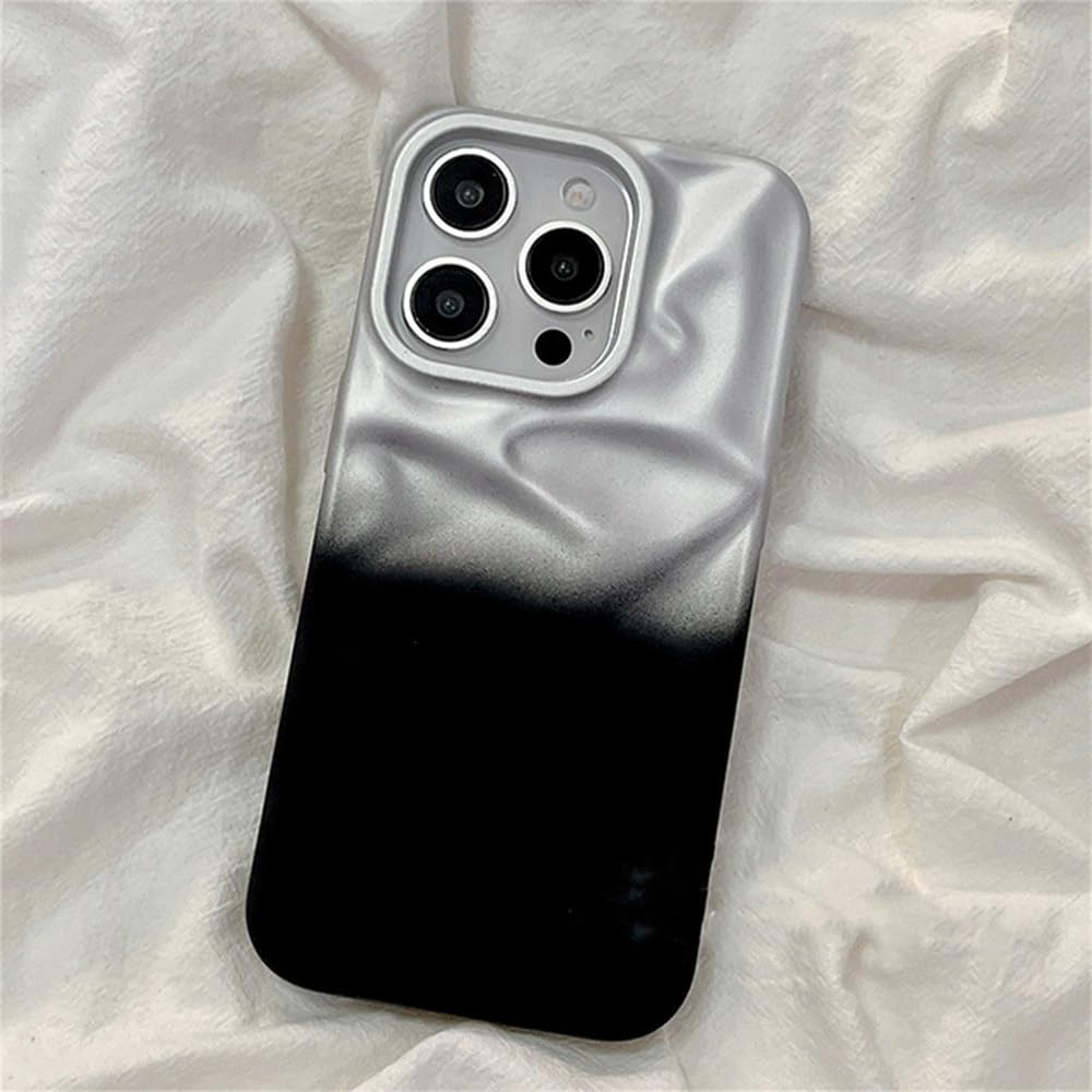 Coque antichoc iPhone 15 Pro Max dégradée argent noir avec motif pliable - 6