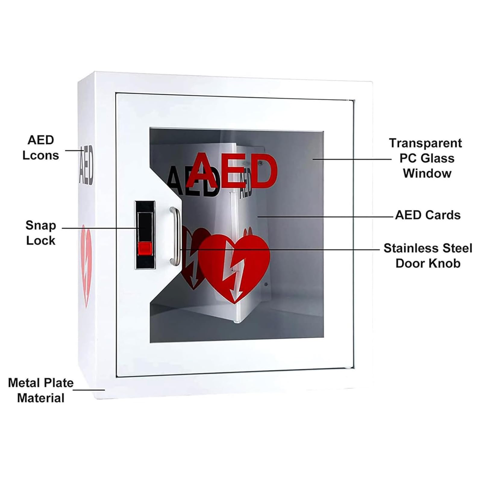 AED-Defibrillator-Aufbewahrungsschrank, Herz-Defibrillations-Alarmbox, sicher mit Sirenen und Blinklichtern, Notfallset-Box und Erste-Hilfe-Set für Zuhause, Schule und Büro
