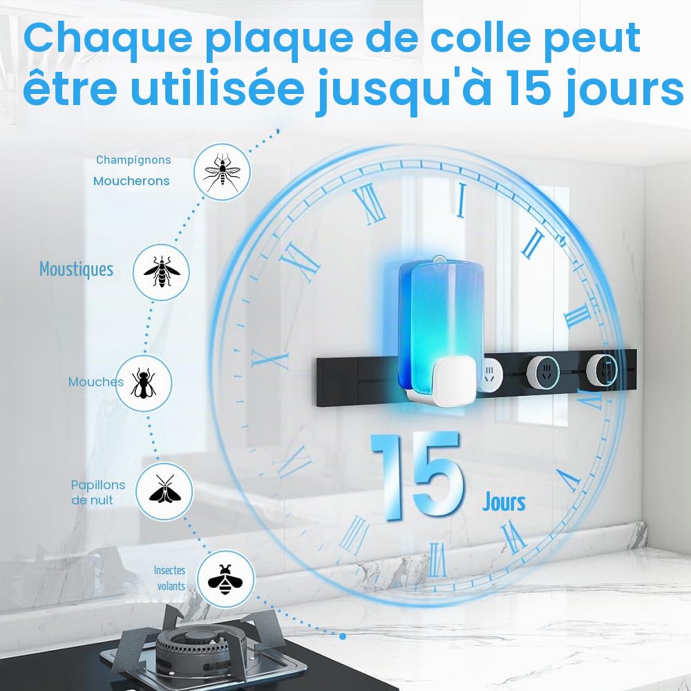 Lot de 15 cartouches de recharge compatibles avec piège à insectes volants Raid Essentials, cartouches de recharge extra adhésives pour piège à insectes volants pour une lutte efficace contre les