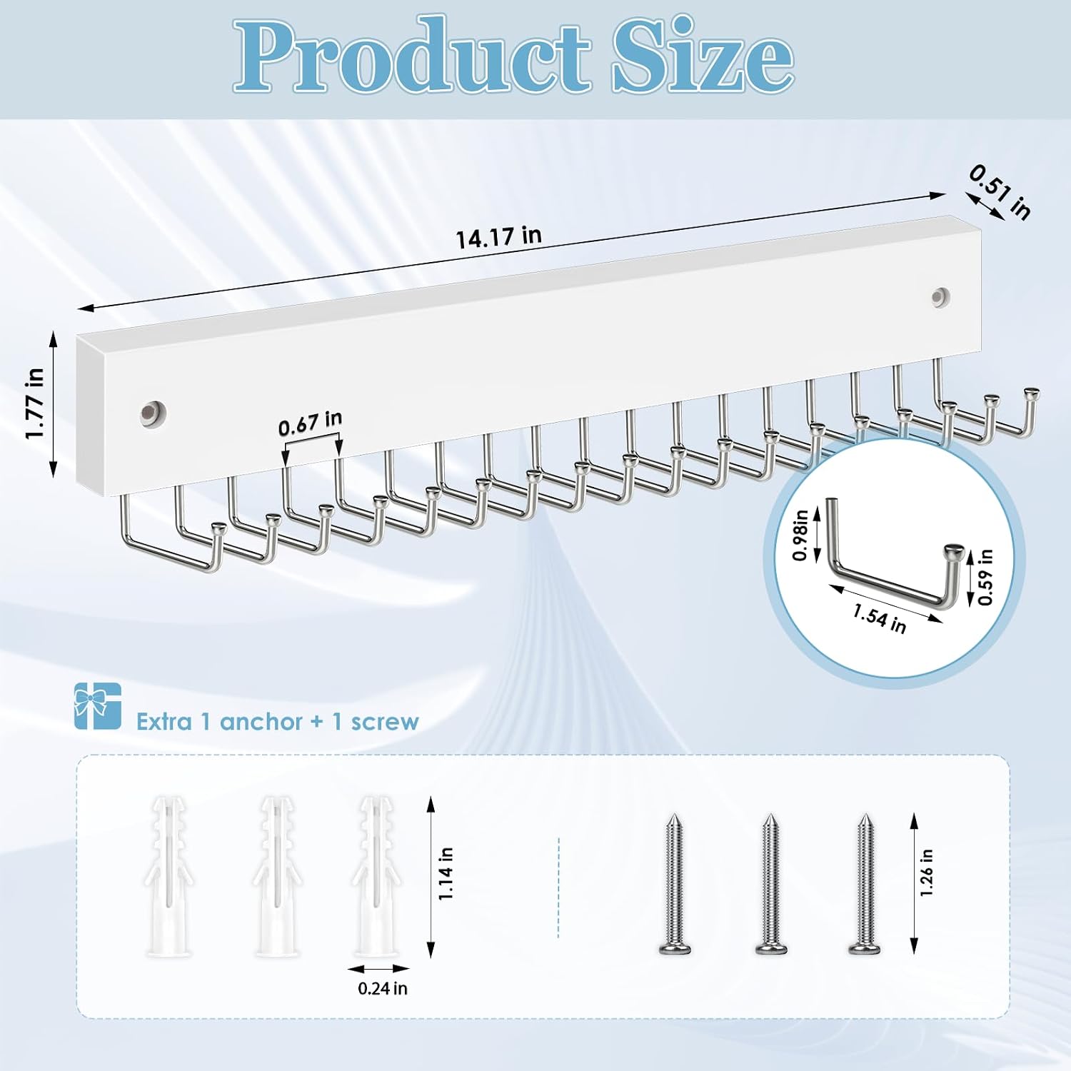 Tie Rack Belt Hanger Wall Mounted Tie Organizer White 1 Pack
