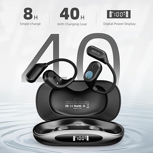 Miniatura 6 de Auriculares de oreja abierta, auriculares inalámbricos Bluetooth 5.4, reproducción de 40 horas, con pantalla LED Dgital, auriculares deportivos