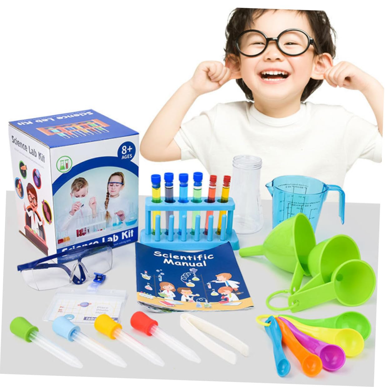Kit Scientifique pour Garçon Fille avec Expériences de Chimie Éducatives Réutilisable et Résistant pour Jeux de Rôle Scientifiques et Pratique des Sciences Couleur Aléatoire