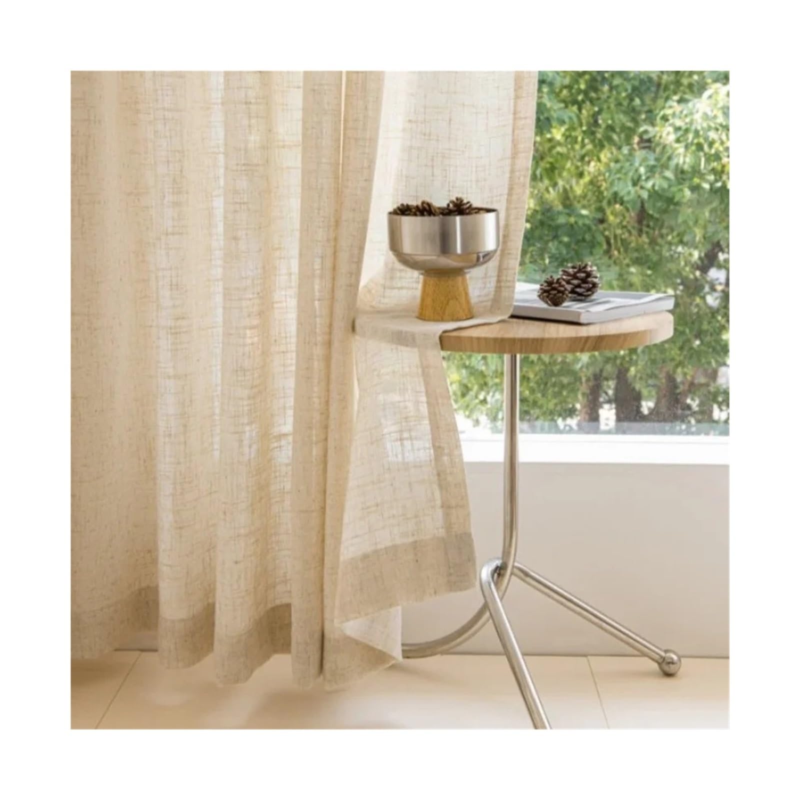 Rideau faux lin transparent grande largeur pour chambre lumineuse