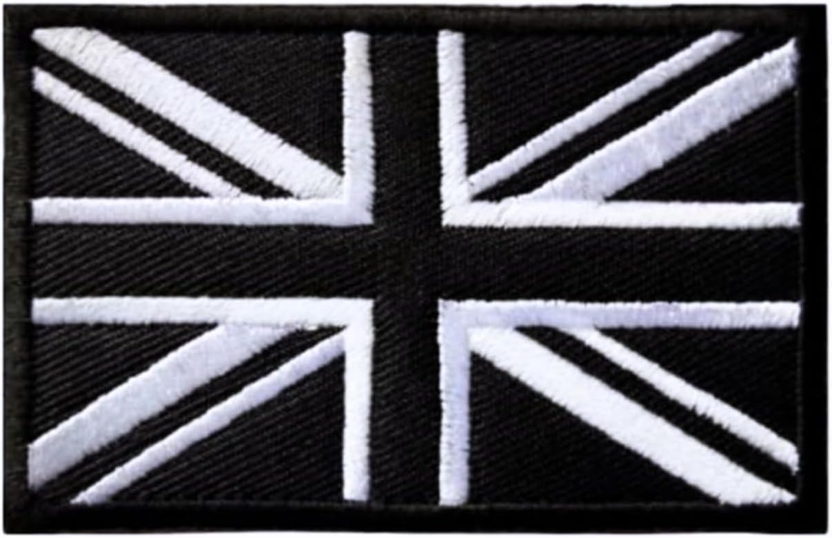 Black UK Flag Patch, Embroidered Tactical British Flag Patch, Morale Military Uniform Emblem Hook and Loop Patches for Backpacks Caps Hats Jackets Pants