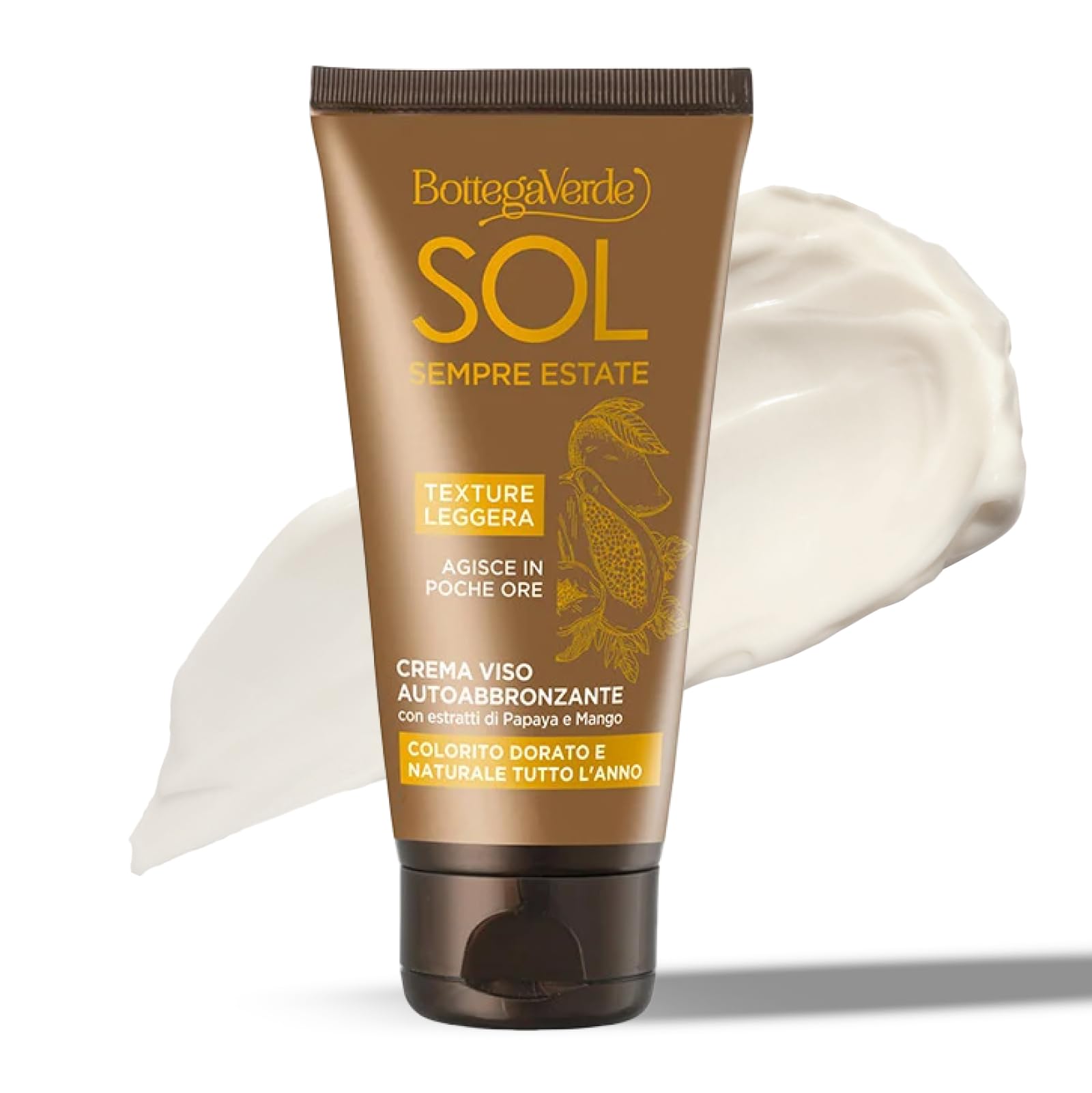 Bottega Verde - SOL Crema Autoabbronzante Viso - Effetto Naturale - Crema autoabbronzante per un colorito naturale e luminoso - 50 ml