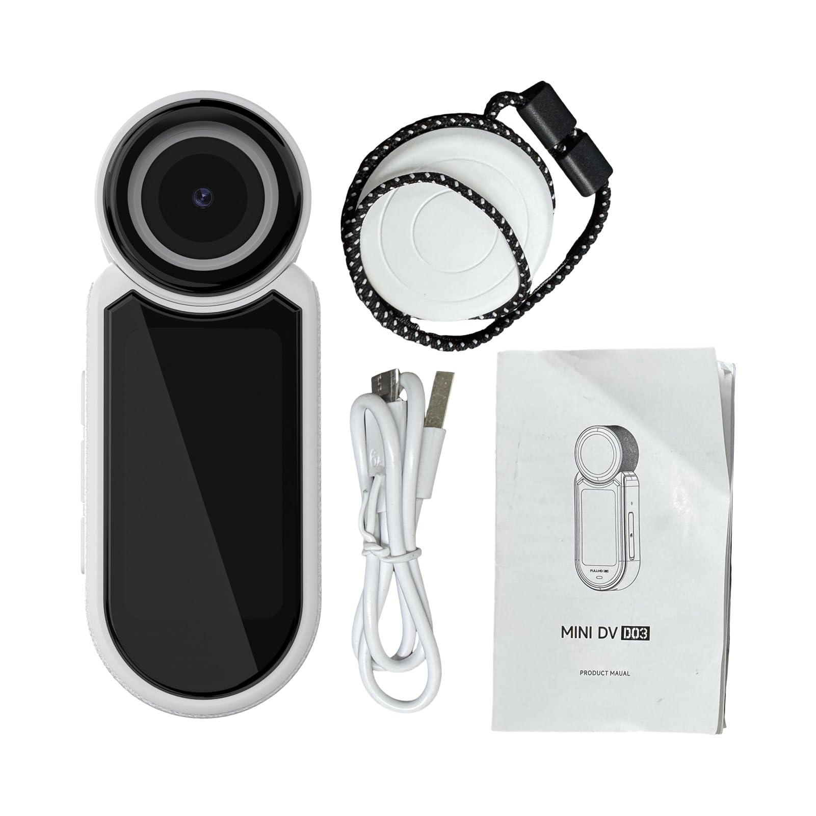 Kamera Magnetyczna 2,7K z Kciukiem Ekran o Przekątnej 1,47 Cala Bateria 500 MAh Nagrywanie 120 Minut ze Zdjęciami o Rozdzielczości 12 MP Podczas Jazdy na Rowerze Narciarstw (Biały)