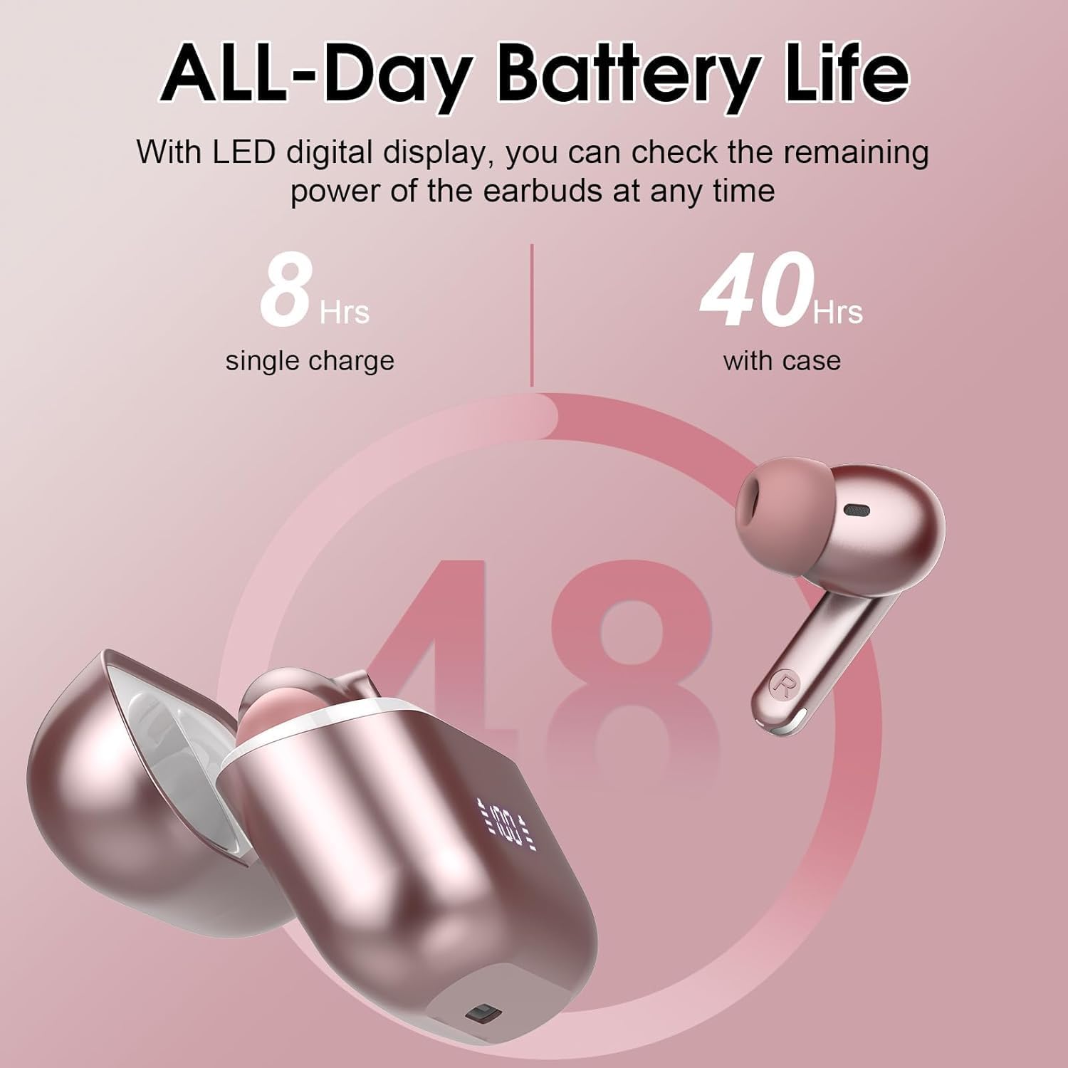 Wireless Earbuds Bluetooth 5.4 Headphones 48H Playback HiFi Stereo Ear Buds