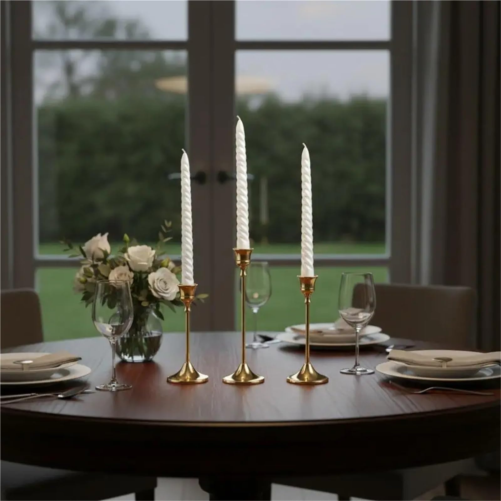 3 Stück Vintage Elegante Tisch-Kerzenhalter Kerzenständer Hochzeit Metall-Dekor for Zuhause, Hotel, Weihnachten Für Wohnzimmer Garten Wandmontage(Silvery)