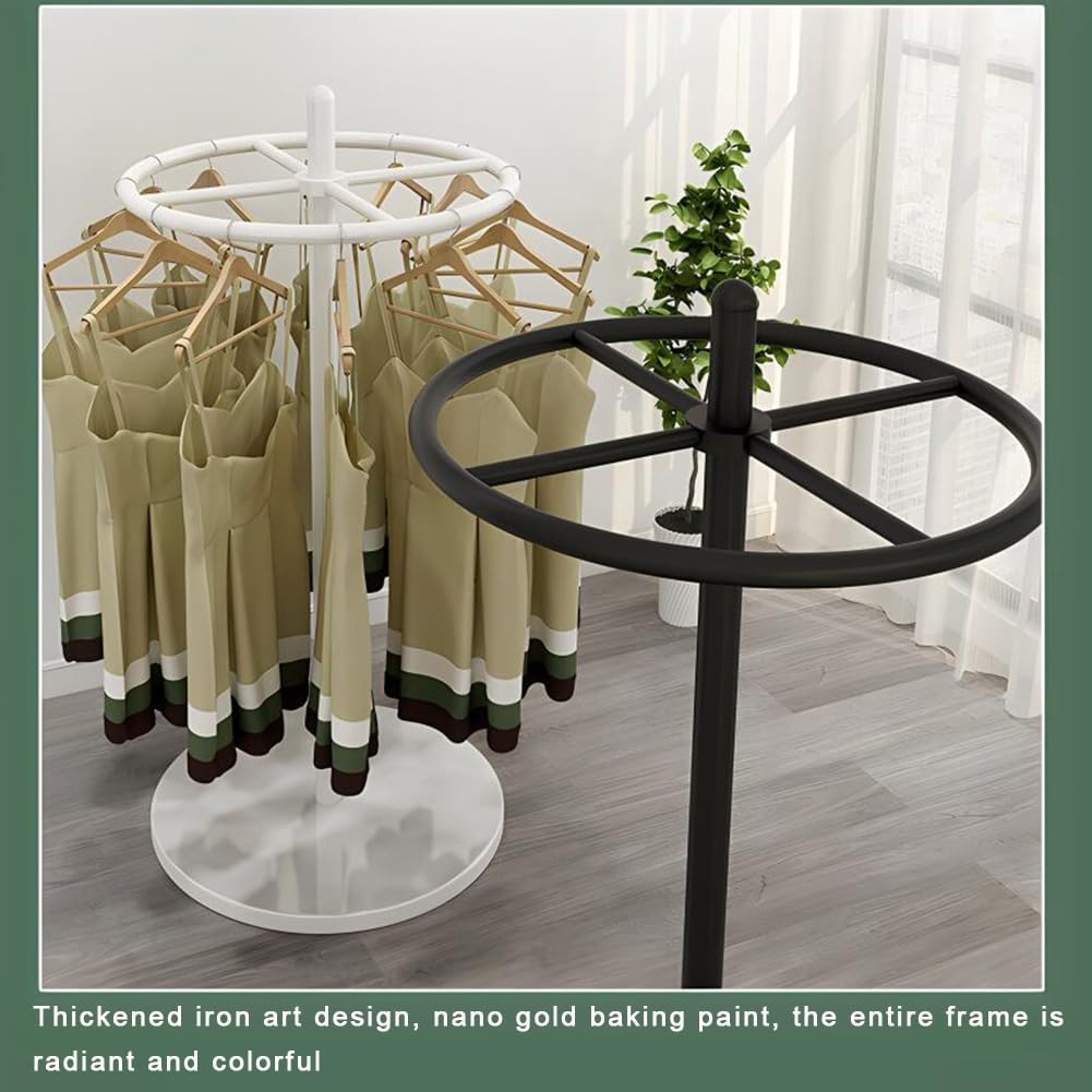 Floor Standing Rotatable Clothing Rack, Clothing Display Rack, Round Garment Rack, Portable Retail Display Stand, for Bedroom Clothing Store Cloakroom Laundry Room ( Color : White , Size : 55x55x155cm