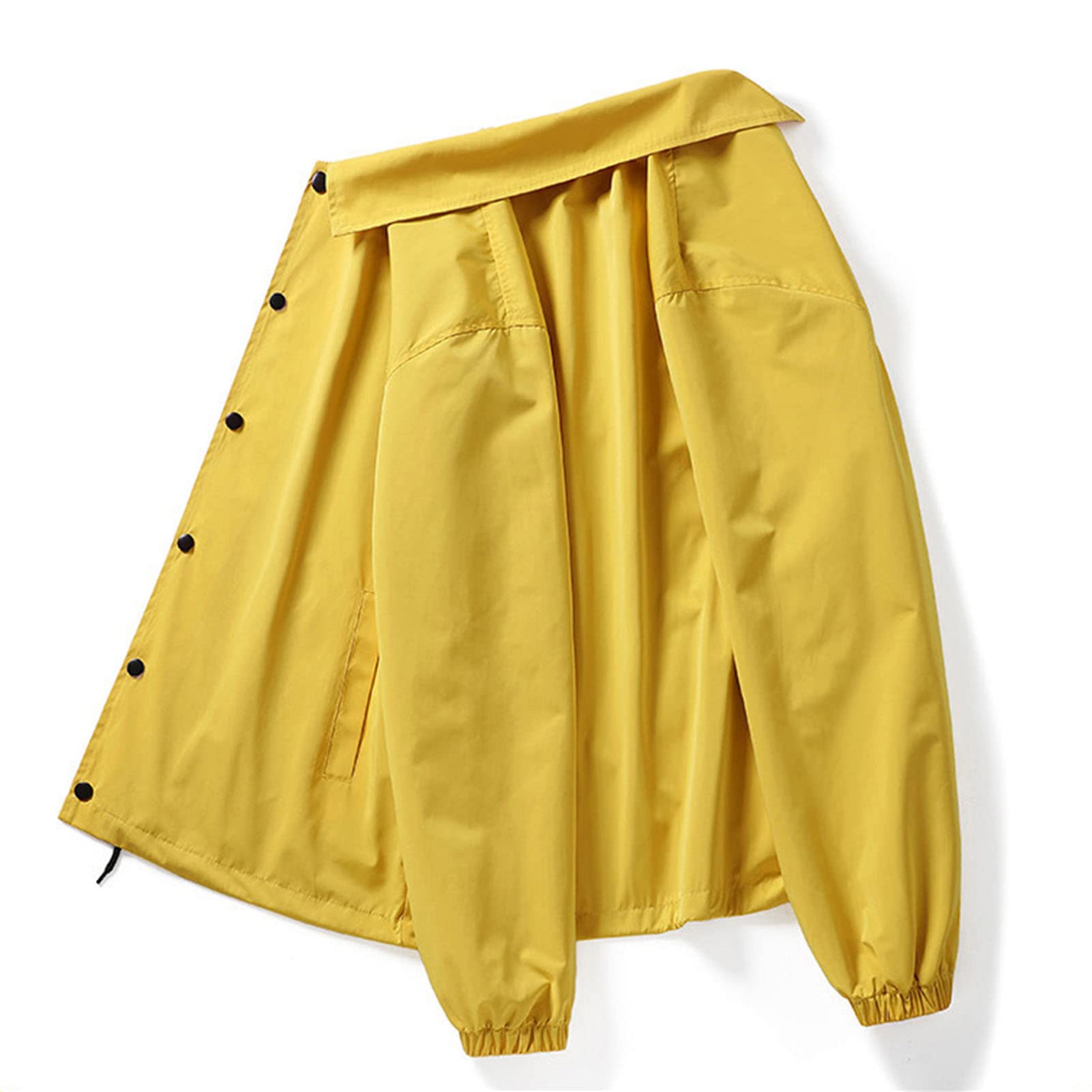 Maiyifu-GJ Men's Lightweight Snap Front Jacket Classic Relaxed Fit Athletic Windbreaker Casual Fall Outdoor Golf Coat (Yellow,X-Large)