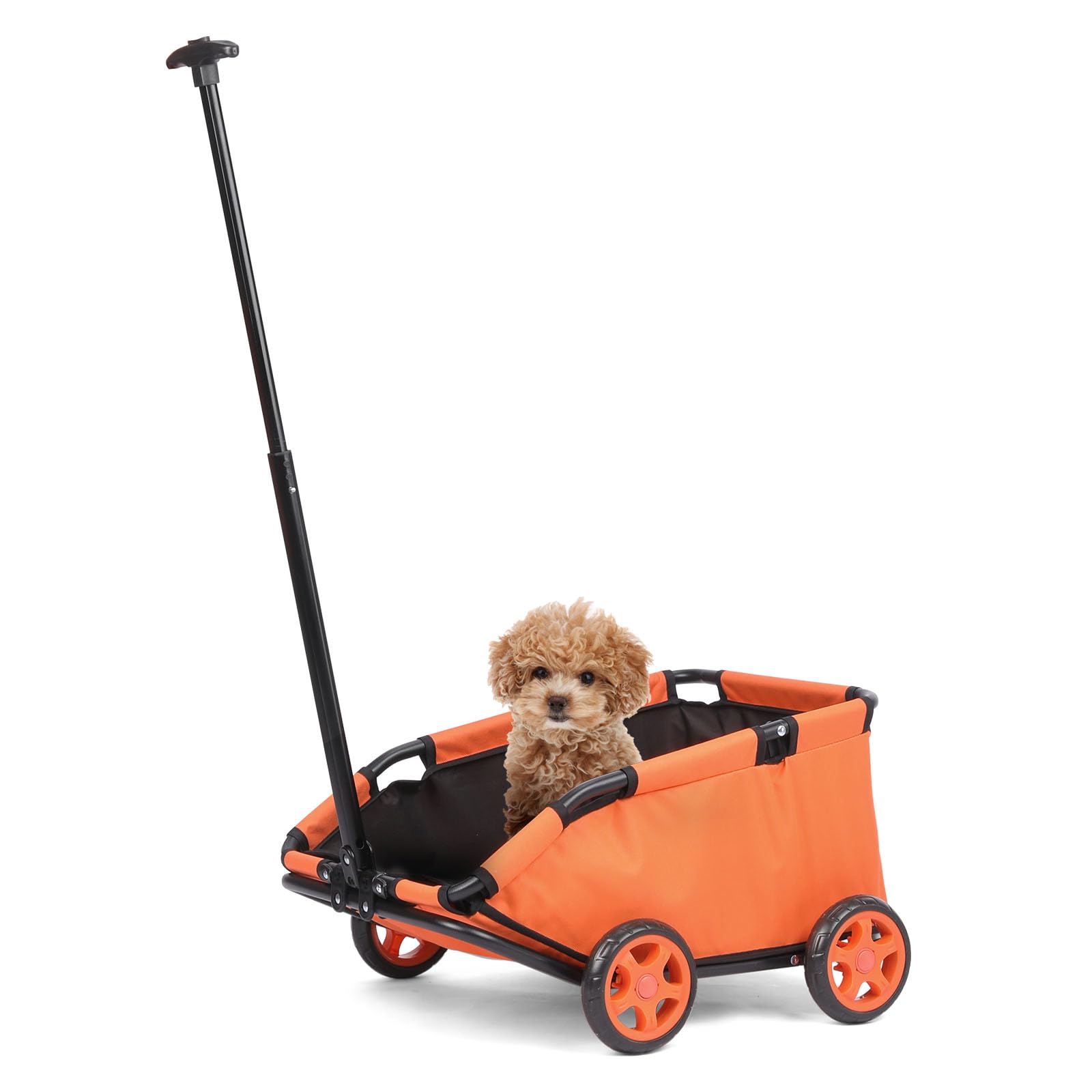 Mini Dog Strollers for Mini Pets, Foldable Multifunctional Shopping Carts with Extendable Pull Handle, Doggie Wagon Built-in Cushion and Safety Rope