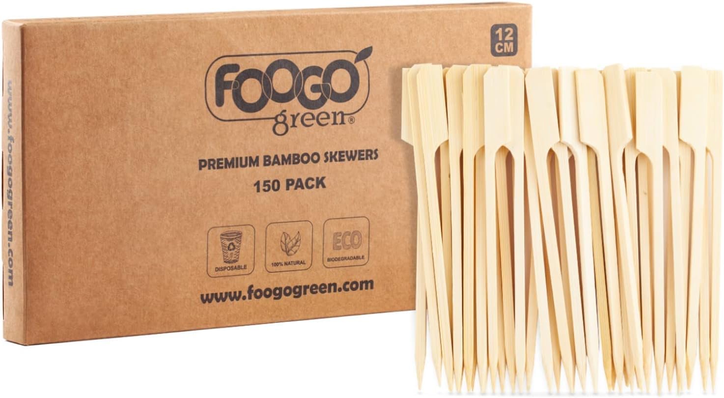 FOOGO Green 600pcs Small 12cm, Bamboo Skewers, Sturdy Eco-Friendly Wooden