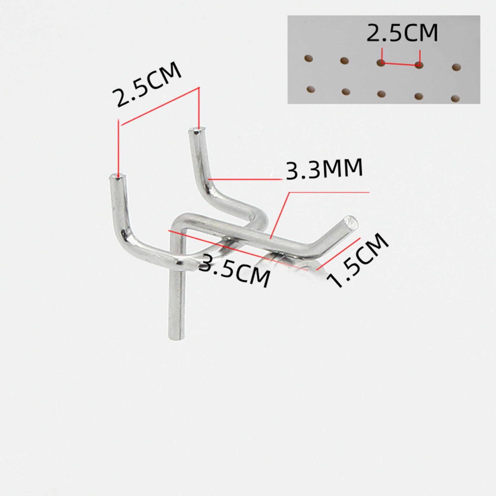 50pcs Ganci Singoli per Pannelli Forati Lunghi in Metallo per Negozio (3.5cm, 8.5cm)