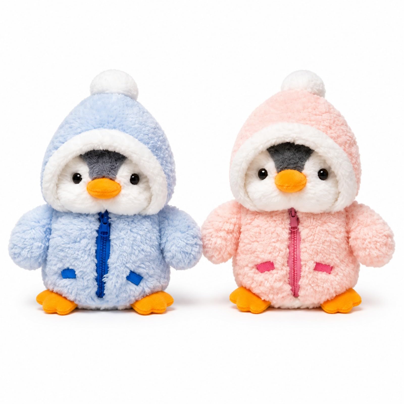 Ufyuayig 2-Piece Penguin Teddy Set, Blue and Pink