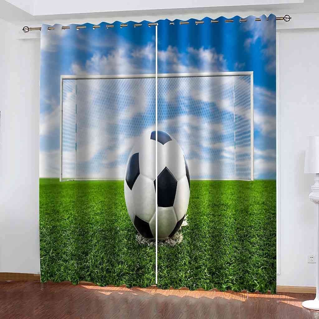 Rideau occultant terrain de football vert 3D rideaux à oeillets thermique isolant salon moderne