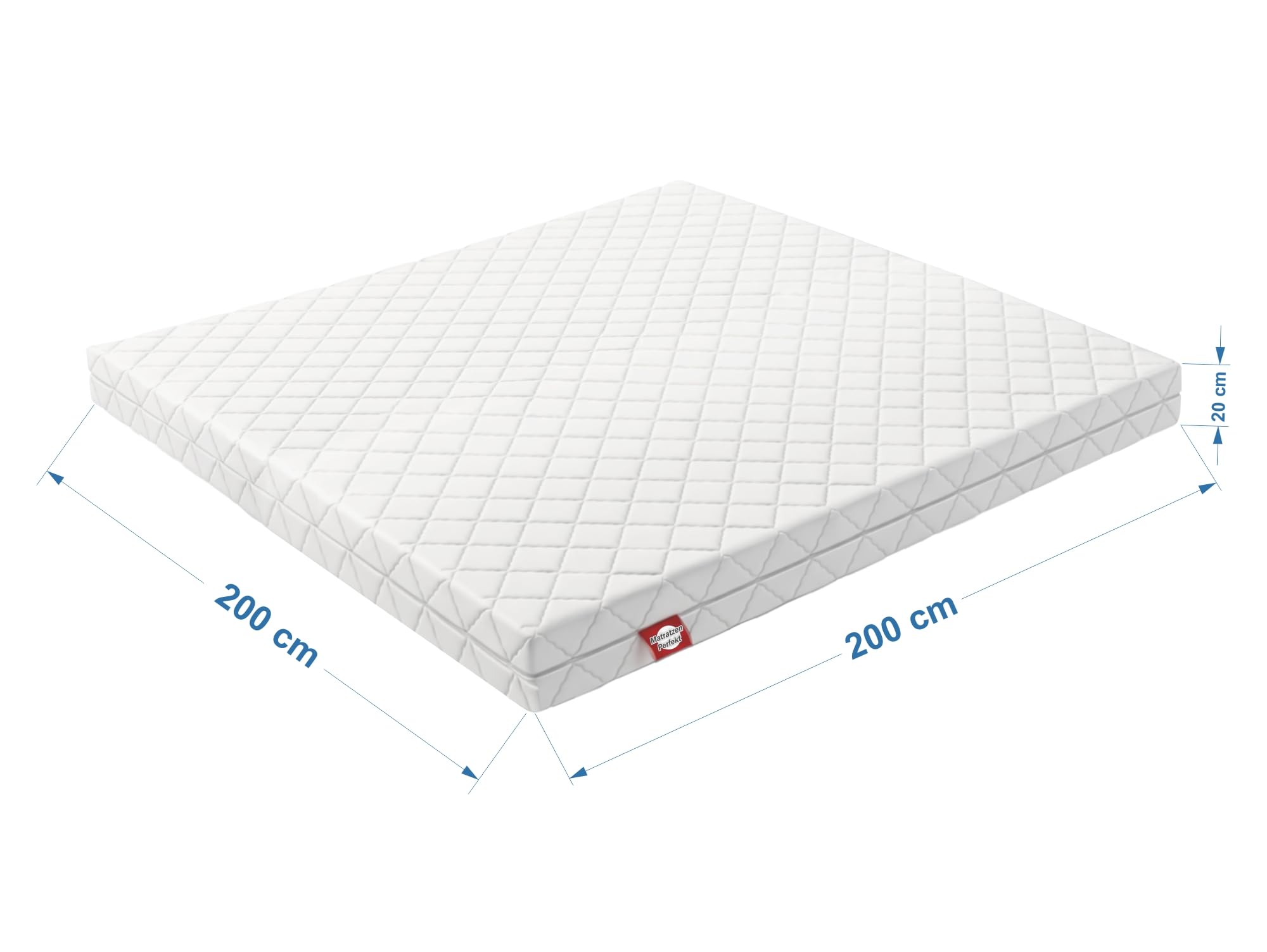 Matratzen Perfekt Nucleo a molle insacchettate a 7 zone, Colonia, 200 x 200 cm, altezza 20 cm, durezza H2, ortopedico, con eccellente elasticità puntiforme, rivestimento lavabile (fino a 60 °C
