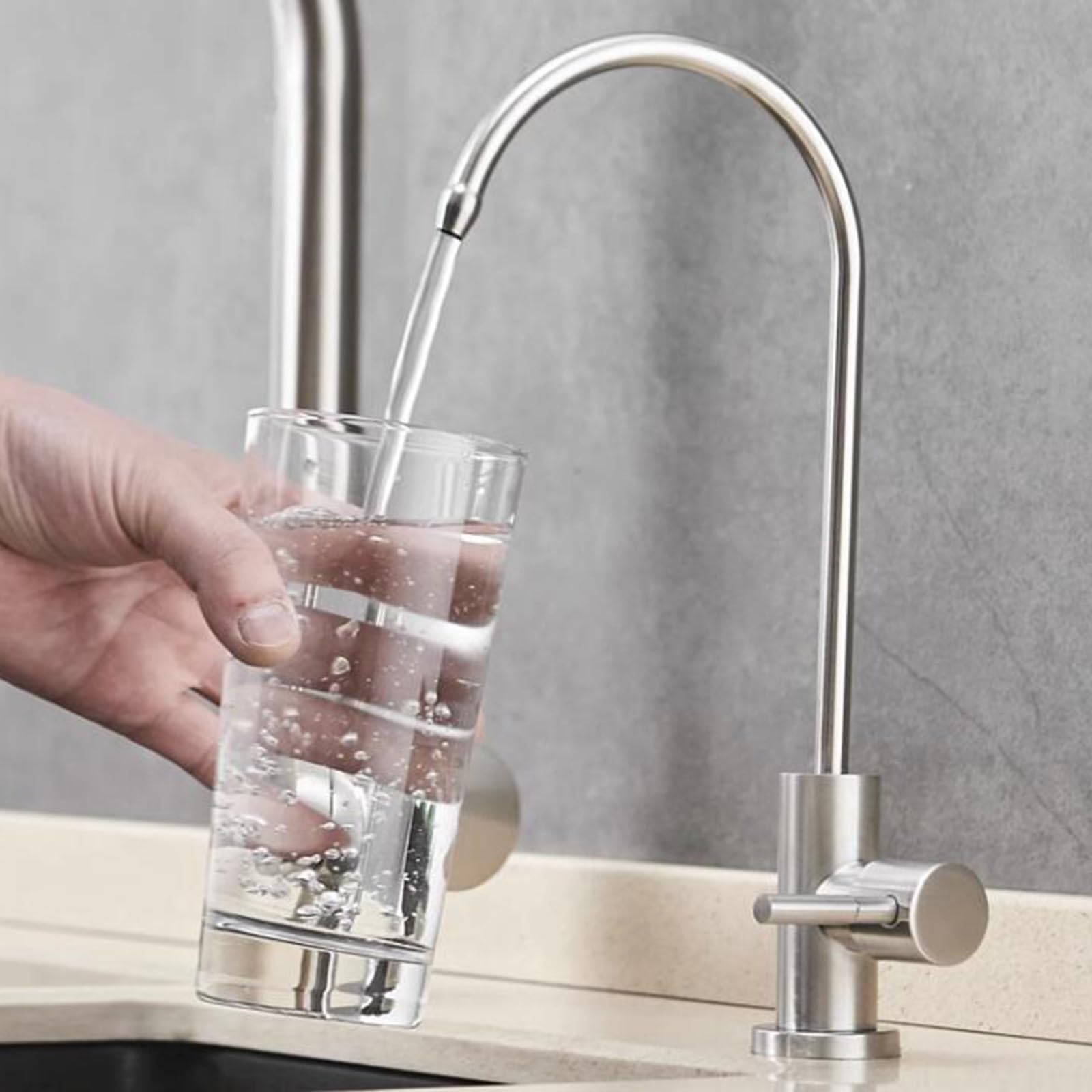 Grifo Osmosis Inversa Acero Inoxidable Refrigeración Única Orificio Único Giratorio Grifo Purificador de Agua-Cepillado