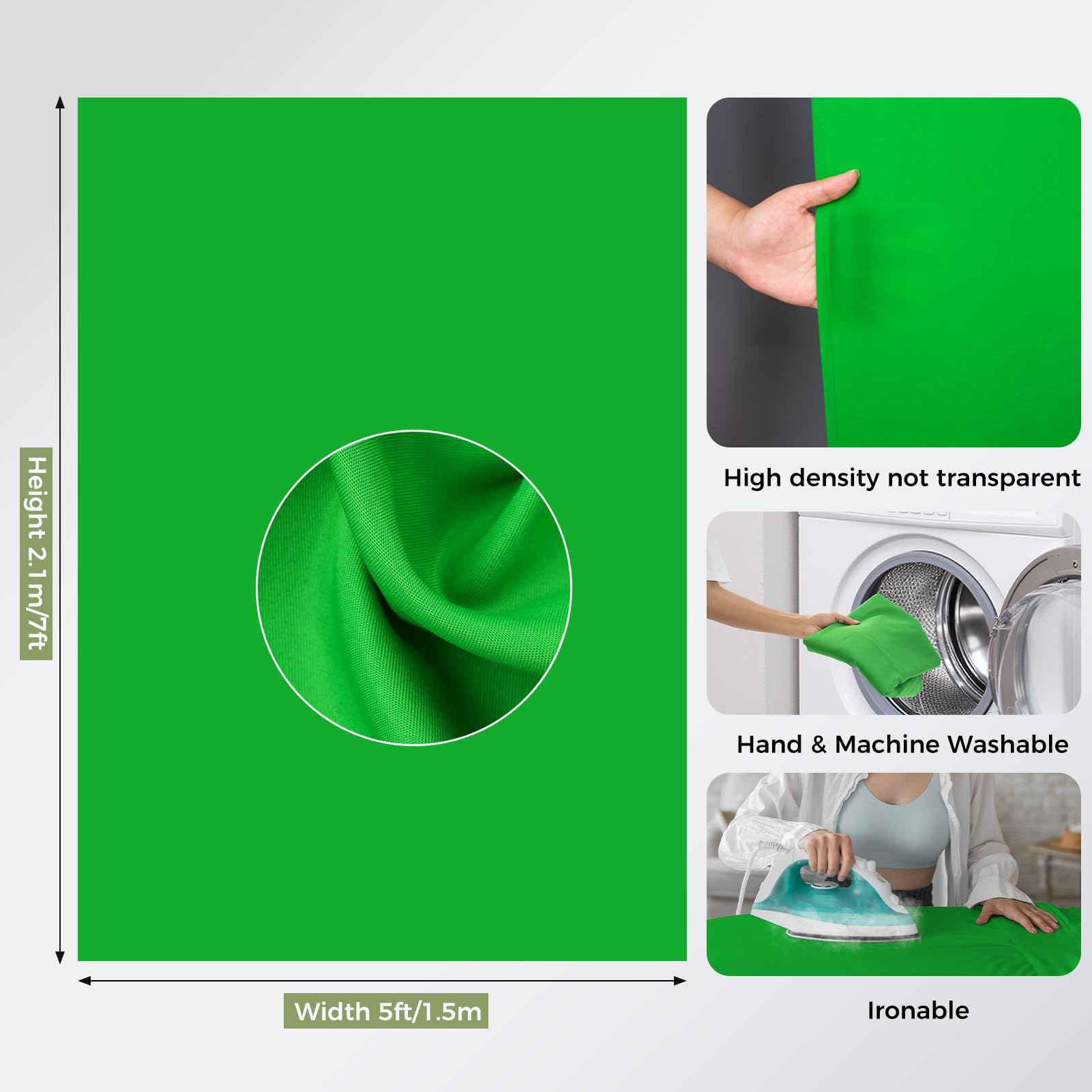 EMART Kit sfondo verde con base pieghevole inversa, sfondo verde per foto da 1,5 x 2 m, con supporto portatile a forma di T e 5 morsetti per fotografia, servizi fotografici, registrazione video in