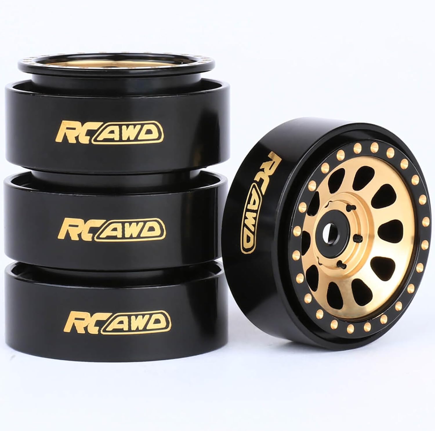 RCAWD Full Brass 1.0 Beadlock Wheel Rim & Wheel Lock Nut for Axial 1/24 SCX24 AX24 Upgrades Part