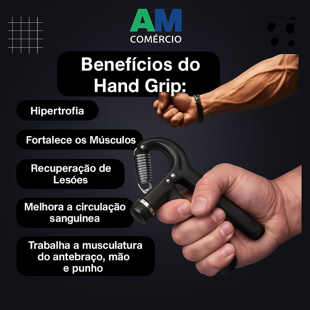 Hand Grip Exercitador de Mãos Ajustável 5–60kg – Com Contador, Portátil, Ergonômico e Ideal para Força e Reabilitação