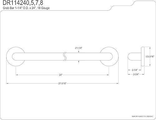 Miniatura 7 de Kingston Brass DR114245 Designer Trimscape Americana Decor - Barra de agarre de 24 pulgadas con diámetro exterior de 1.25 pulgadas, bronce aceitado