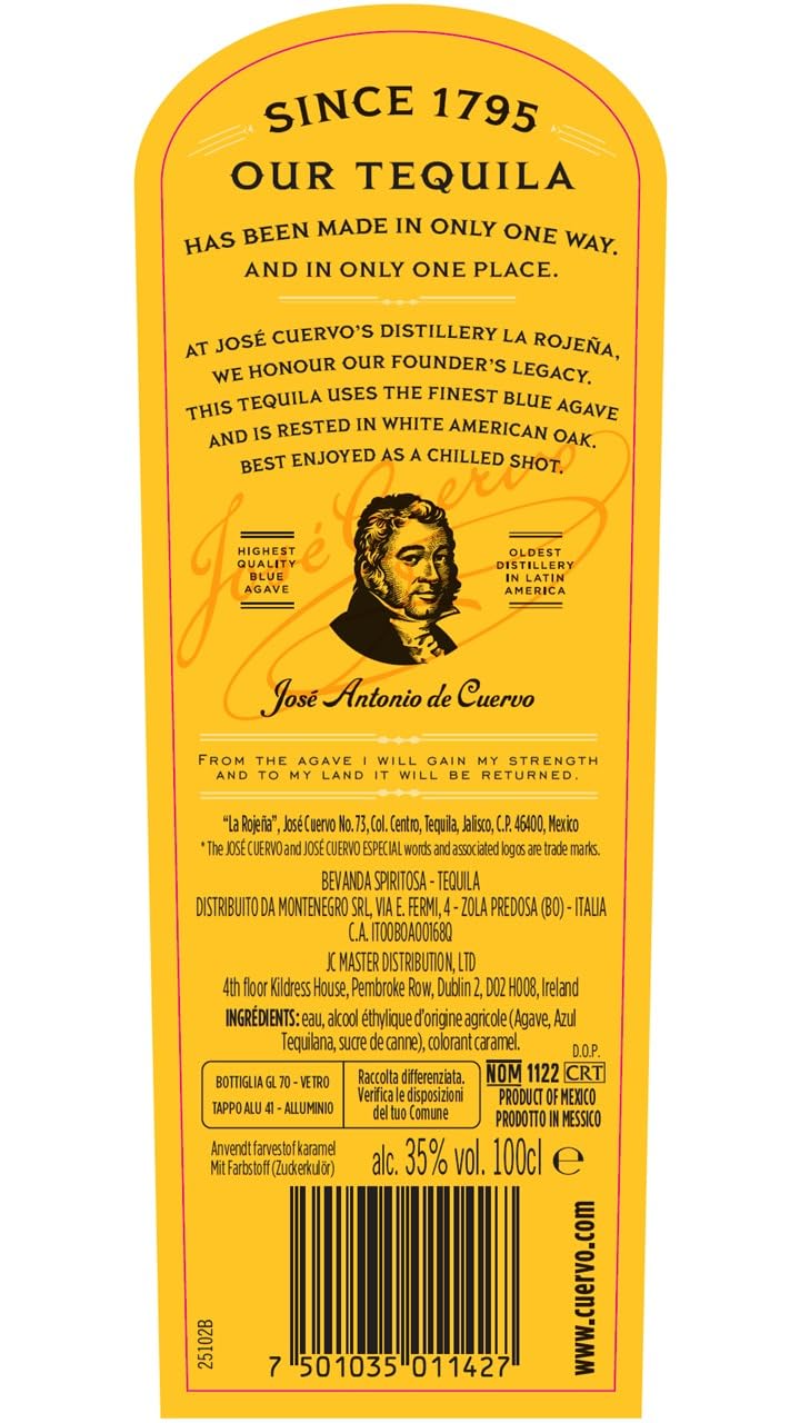 José Cuervo Especial Reposado 100 cl, Tequila Invecchiato 4 Mesi in Botti di Querci, Gusto Dolce, 35%