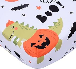 Halloween Crib Sheets,Pumpkin Crib Sheet,Cozy Bed Sheet for Boys Girls,Baby Sheets Fitted Crib Sheet,Soft Breathable Microfiber Fits Standard Size Crib 28in x 52inchs