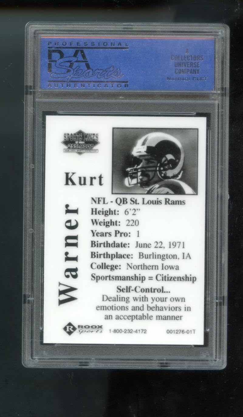 1999 Roox Sports Lines Promo Kurt Warner Graded ROOKIE Football Card PSA 10 GEM