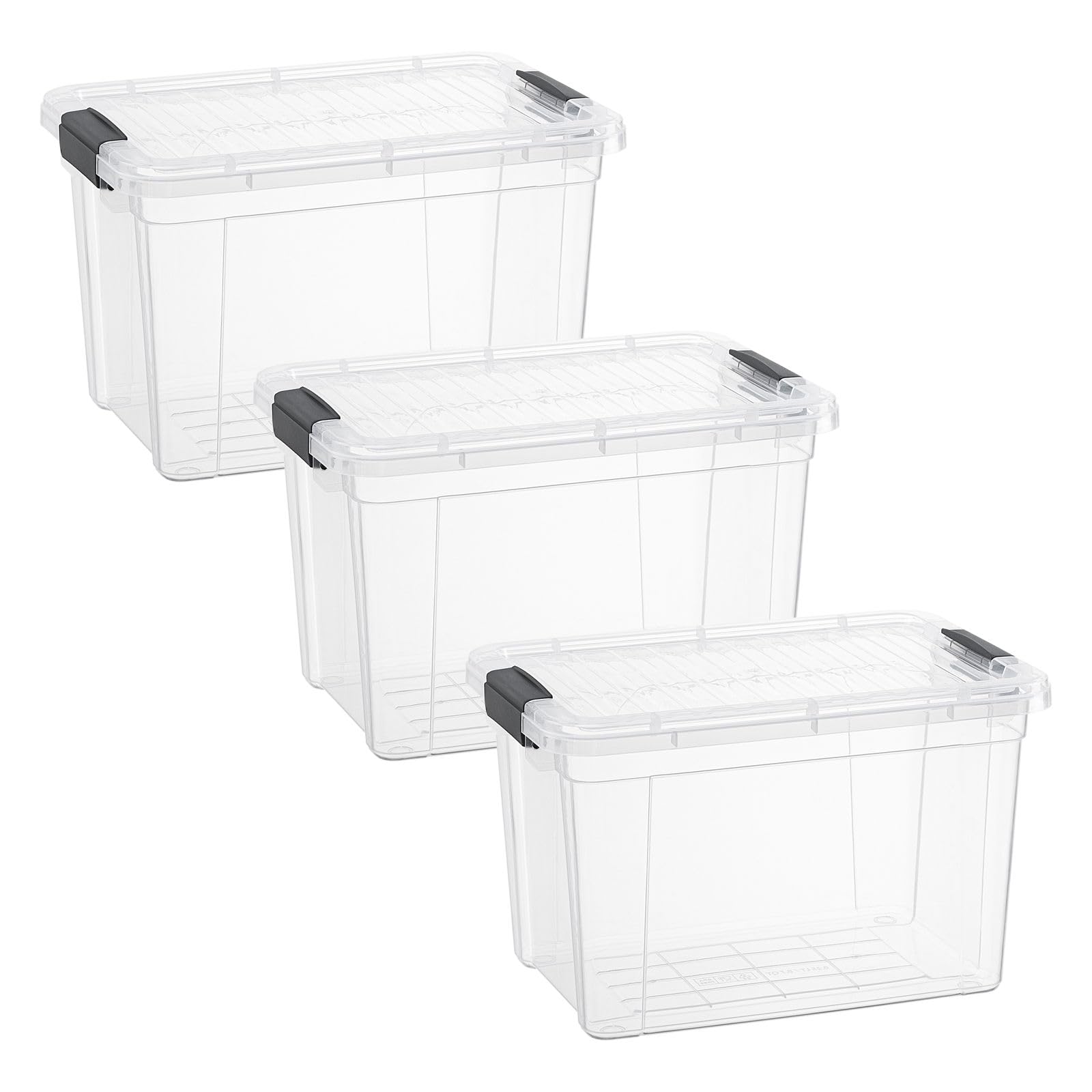 Superio Small Storage Bins with Lids- 3 Pack, 4.75 Qt Clear Boxes for Organizing, Stackable Plastic Containers- BPA Free, Non-Toxic, Odor Free, Organizer for Home, Office, Dorm