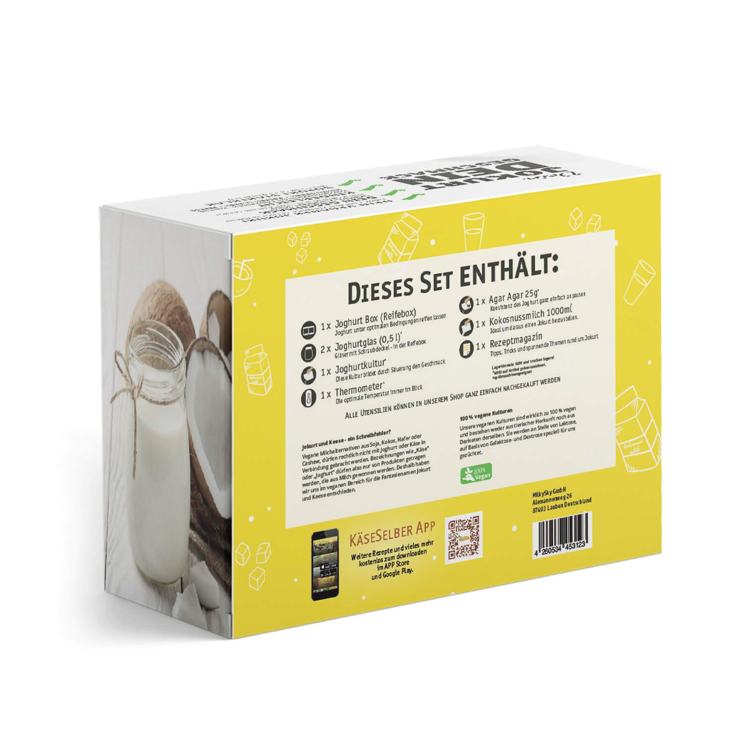 kaese-selber.de Veganen Kokosjogurd selber Machen Set - Joghurtbox | Joghurt ohne Strom, Joghurtbox, Joghurtbereiter inklusive