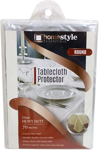 ATB Protector de mantel de vinilo transparente de 70 pulgadas, cubierta redonda de plástico para mesa 28" x 48" a 40" x 80"