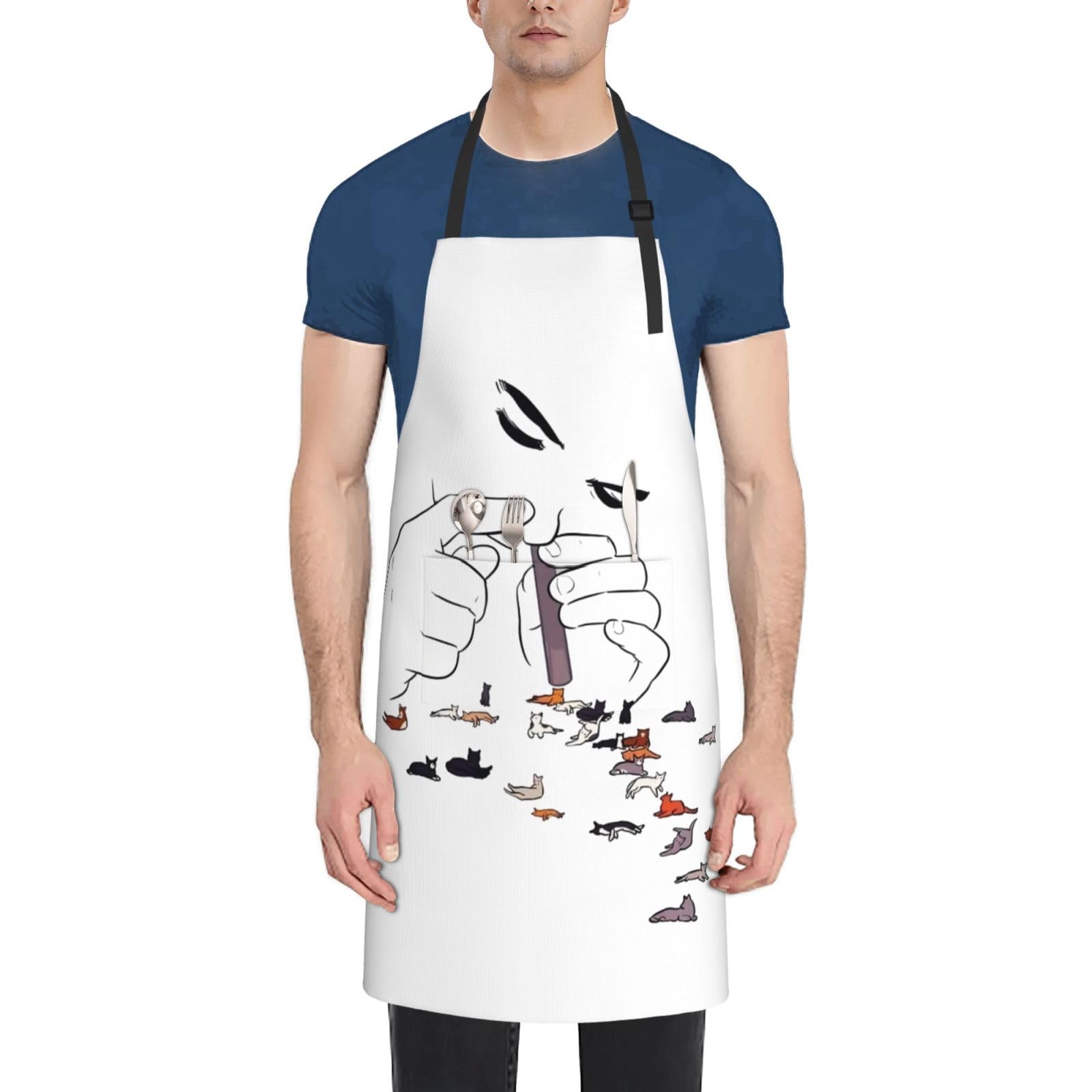 Amazon｜エプロン 面白い かわいい 猫 クッキング ワークエプロン